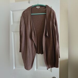 Croft&Barrow Brown Ribbed Women's Open Sweater